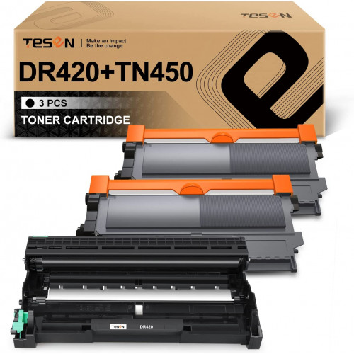 dr420 drum 1 pack and tn450 toner 2 packs